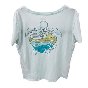 Salt Life Women’s XL Turtle Leaf Green Blue Sea Turtle Sunset Graphic T-shirt